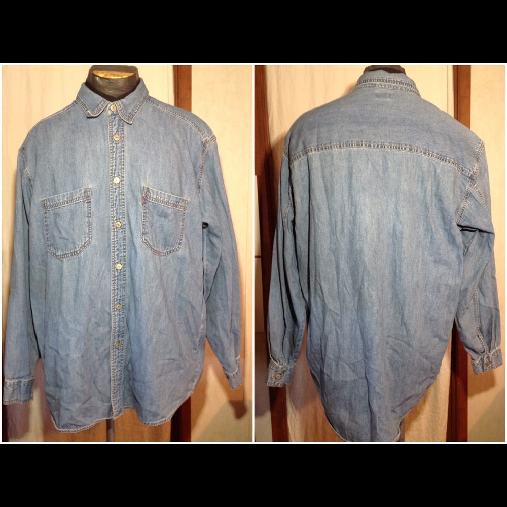 Men's Size L Levi's Button Down Jean Denim Shirt